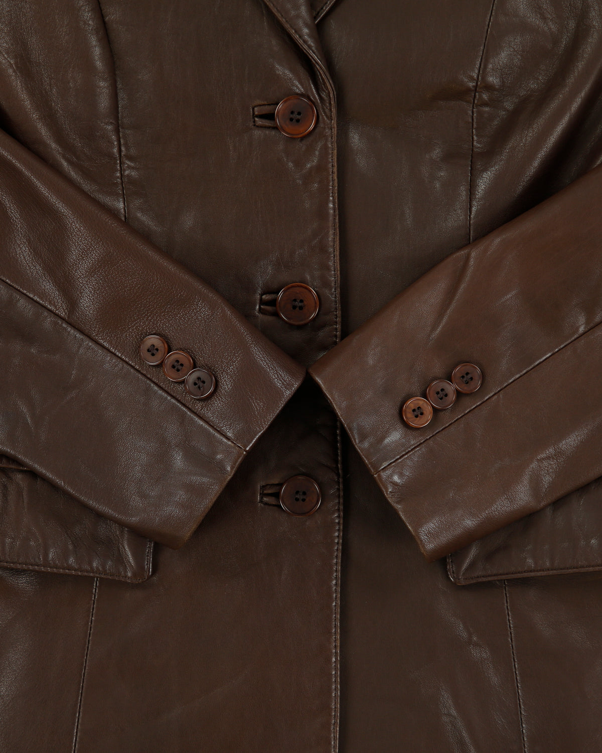 Vintage Y2K 00s Danier Women's Chocolate Calfskin Leather Made In Canada Blazer Jacket - S