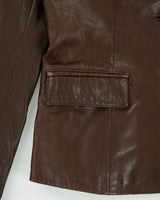 Vintage Y2K 00s Danier Women's Chocolate Calfskin Leather Made In Canada Blazer Jacket - S