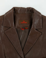 Vintage Y2K 00s Danier Women's Chocolate Calfskin Leather Made In Canada Blazer Jacket - S