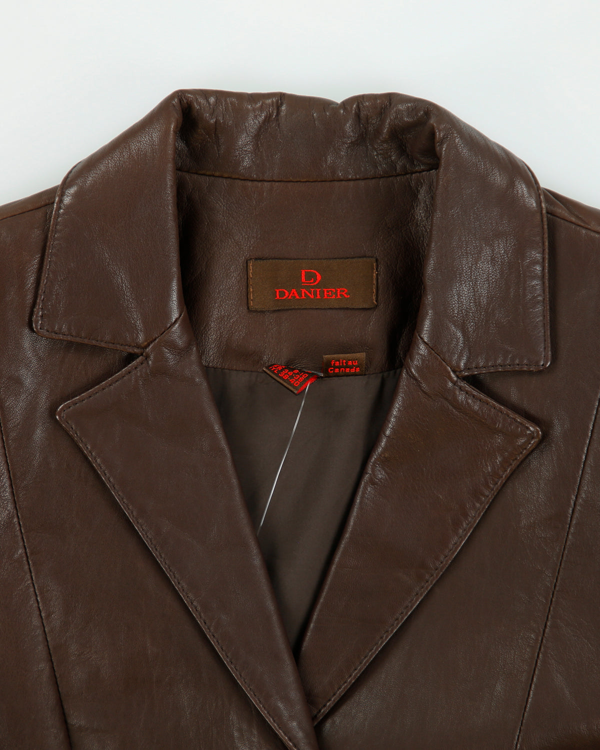 Vintage Y2K 00s Danier Women's Chocolate Calfskin Leather Made In Canada Blazer Jacket - S