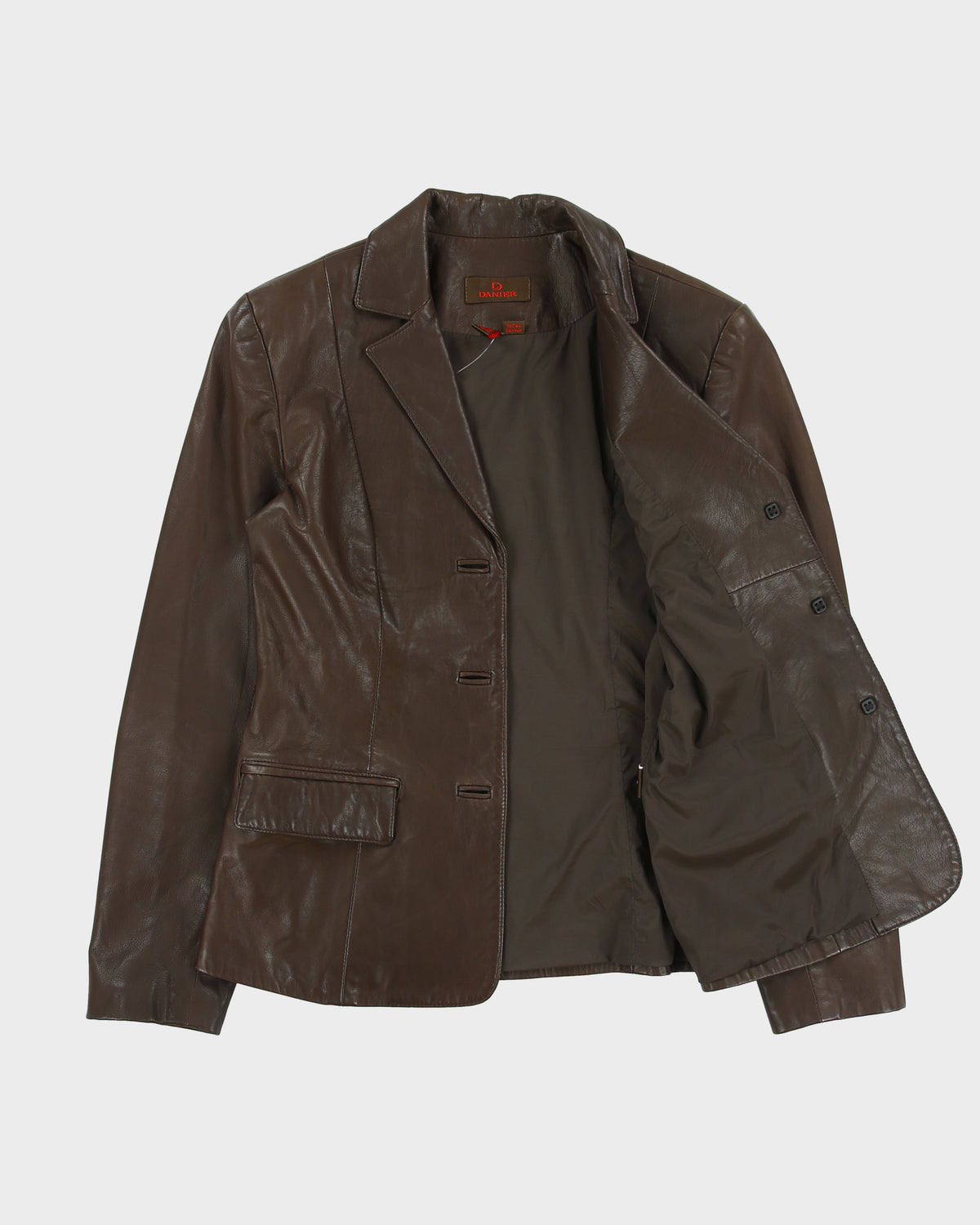 Vintage Y2K 00s Danier Women's Chocolate Calfskin Leather Made In Canada Blazer Jacket - S