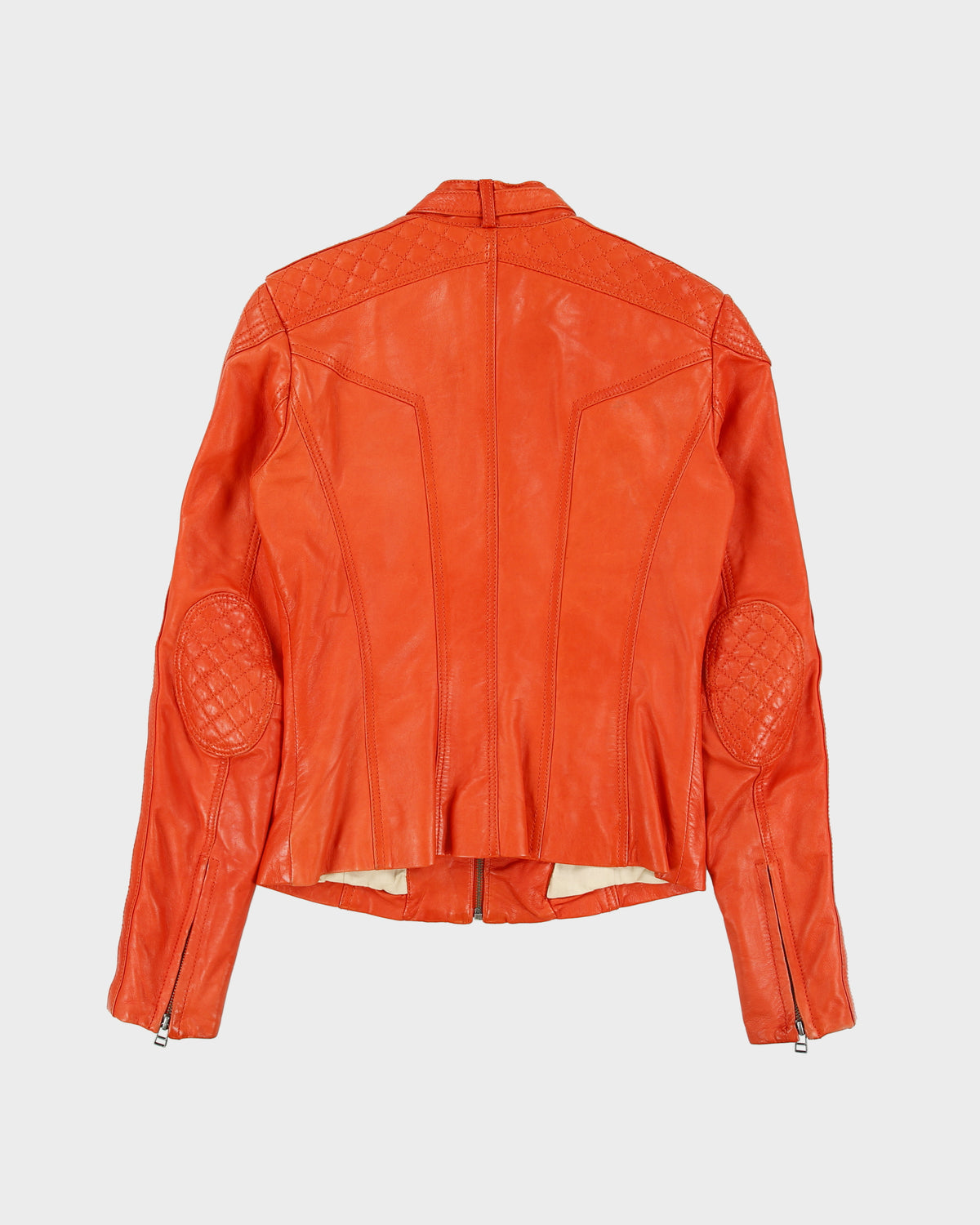 Vintage Y2K 00s Danier Women's Fire Orange Lambskin Leather Cafe Racer Moto Jacket - XS