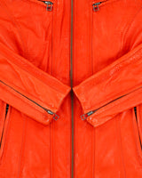 Vintage Y2K 00s Danier Women's Fire Orange Lambskin Leather Cafe Racer Moto Jacket - XS