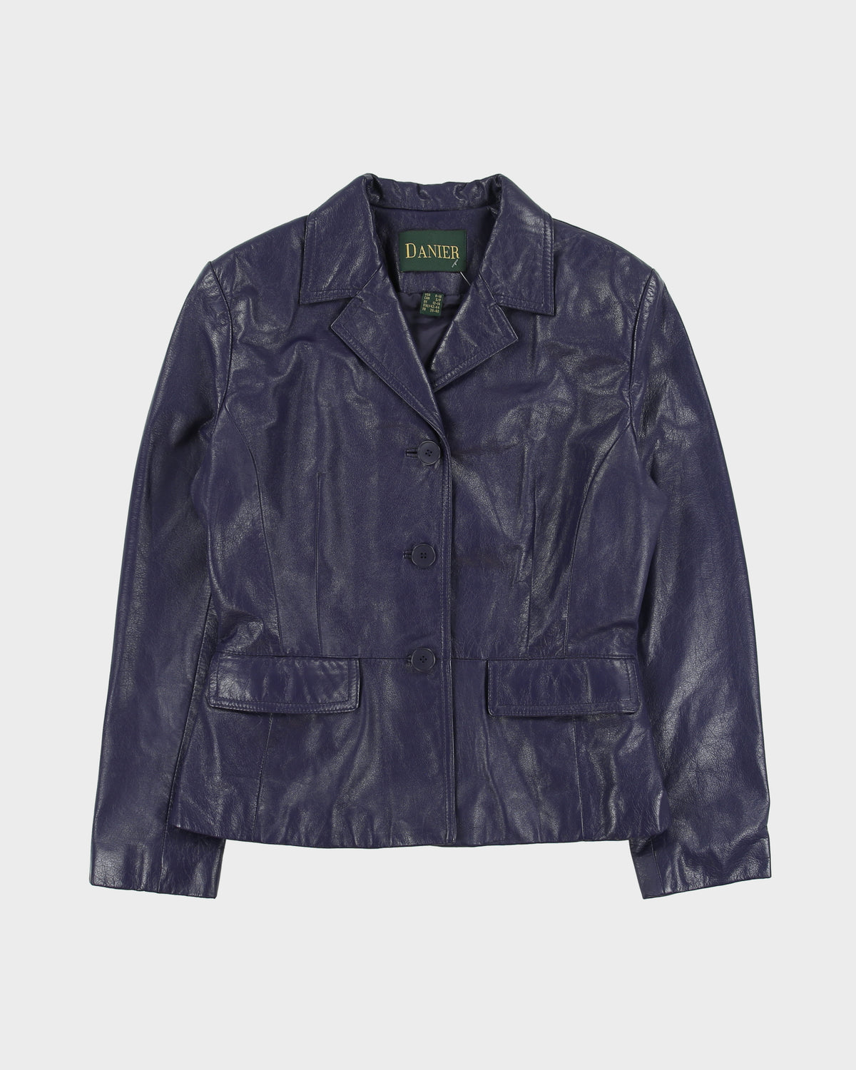 Vintage 1990s Danier Women's Deep Purple Calfskin Leather Blazer Jacket - S