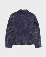 Vintage 1990s Danier Women's Deep Purple Calfskin Leather Blazer Jacket - S