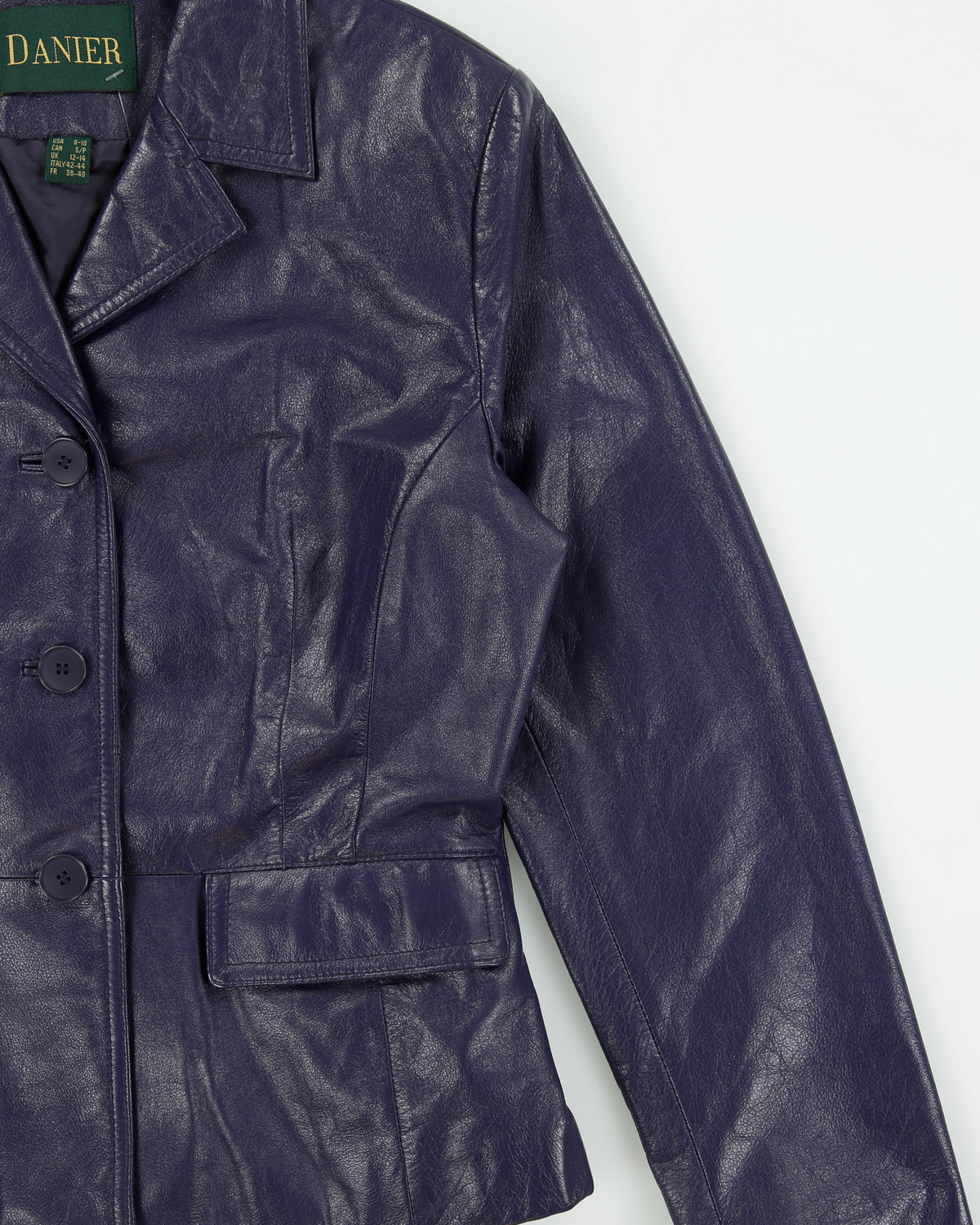 Vintage 1990s Danier Women's Deep Purple Calfskin Leather Blazer Jacket - S