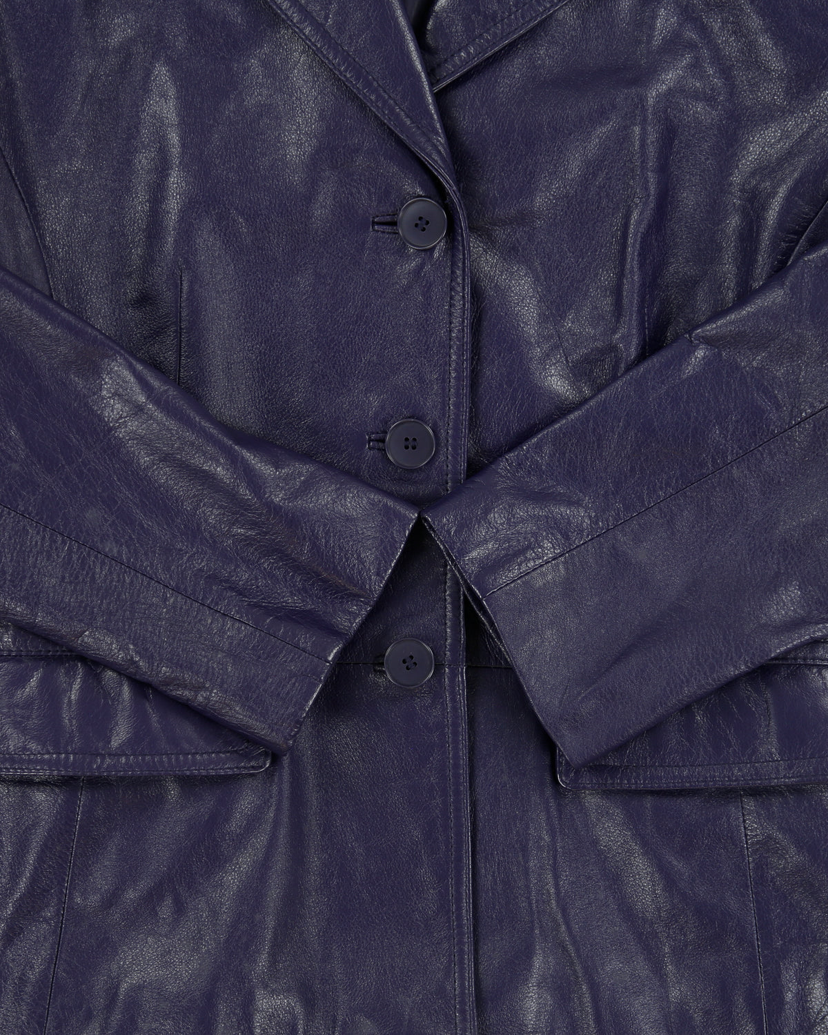 Vintage 1990s Danier Women's Deep Purple Calfskin Leather Blazer Jacket - S