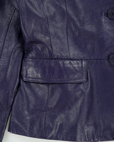 Vintage 1990s Danier Women's Deep Purple Calfskin Leather Blazer Jacket - S