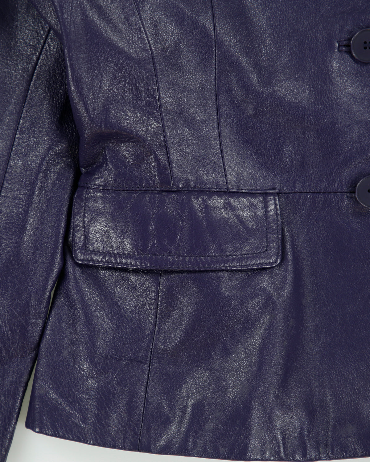 Vintage 1990s Danier Women's Deep Purple Calfskin Leather Blazer Jacket - S