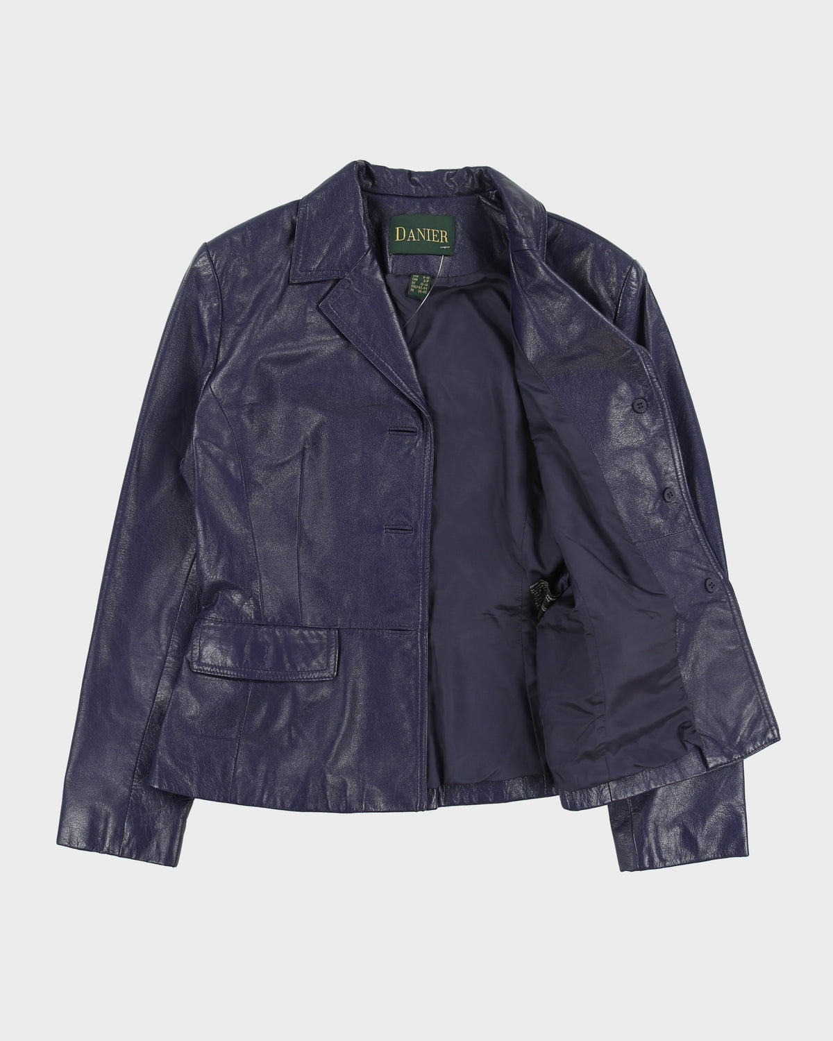 Vintage 1990s Danier Women's Deep Purple Calfskin Leather Blazer Jacket - S