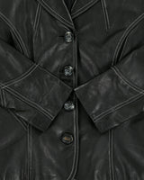 Vintage Y2K 00s Danier Women's Calfskin Leather Contrast Stitch Cropped Blazer Jacket - L
