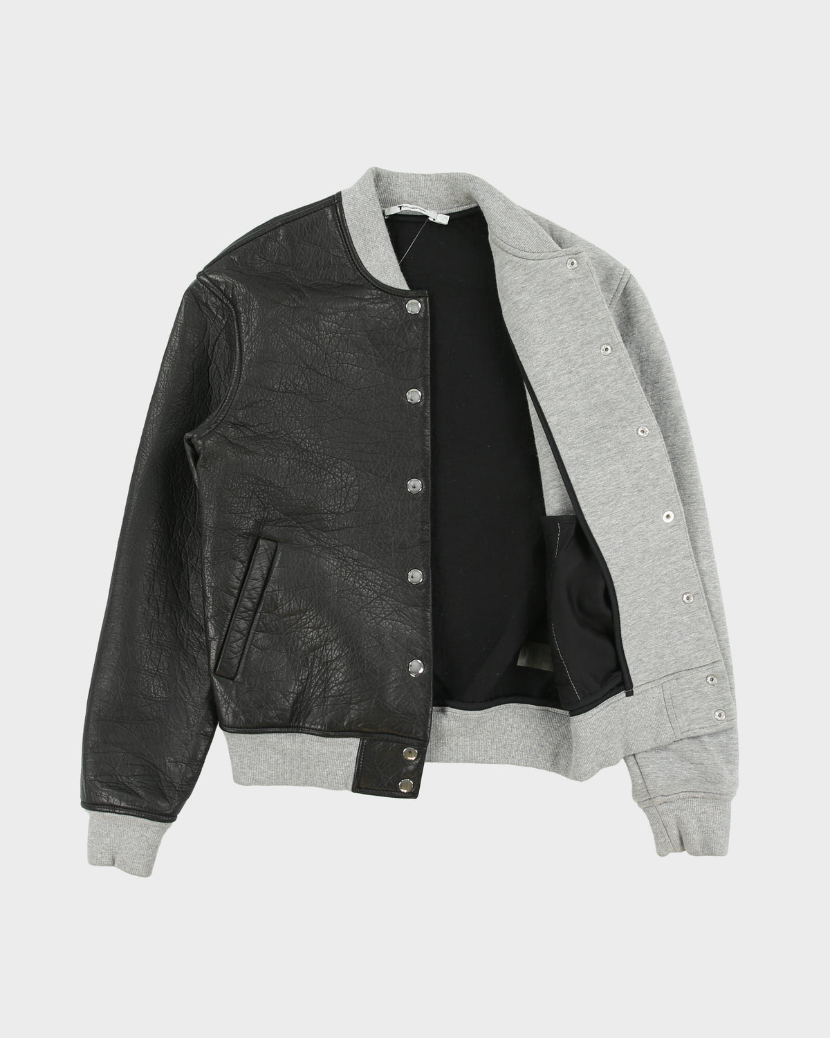 T By Alexander Wang Women's Split Lambskin Leather Sweatshirt Varsity Bomber Jacket - XS