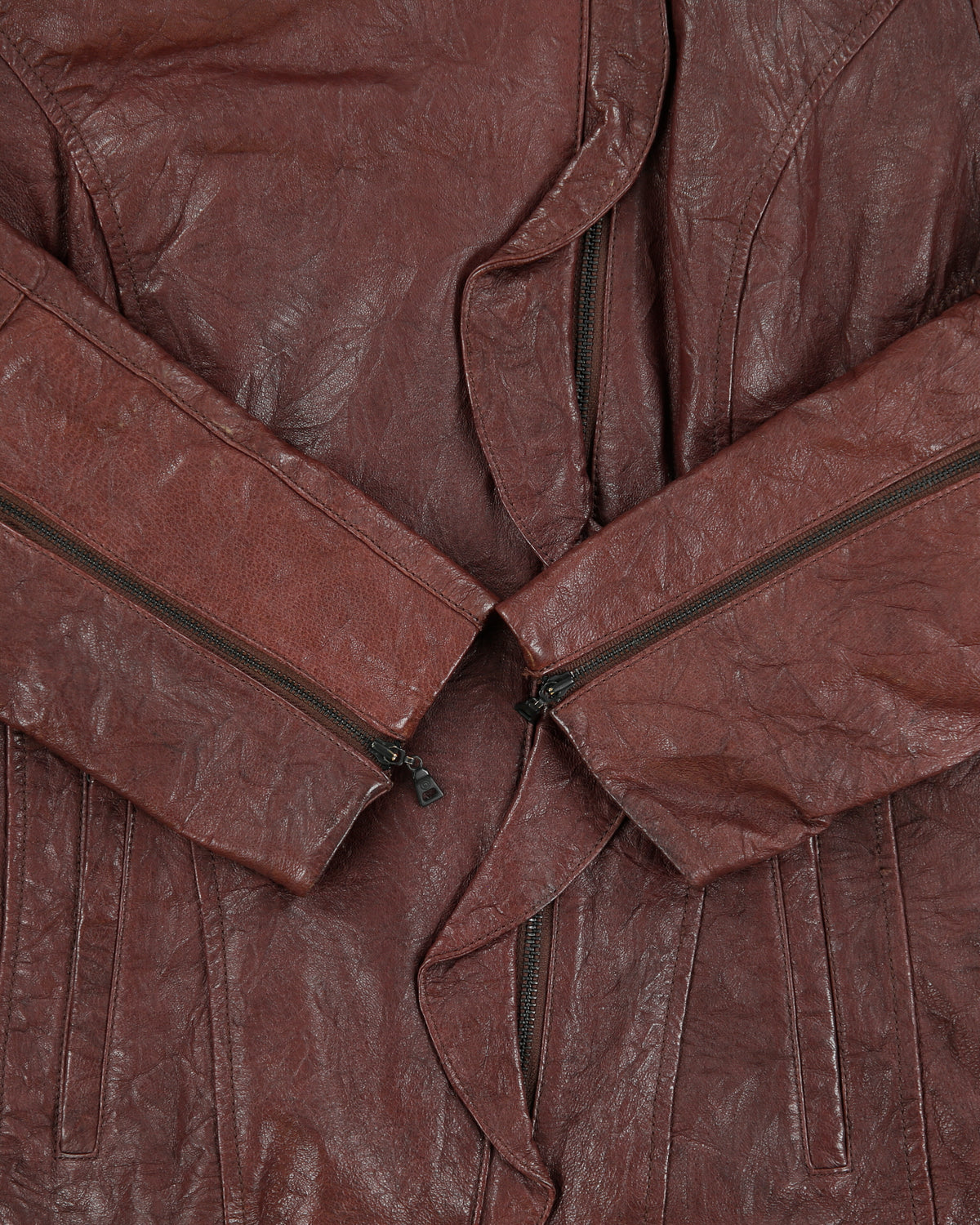 Vintage Y2K 00s Danier Women's Maroon Leather Thinsulate Lined Asymmetrical Faux Fur Hooded Jacket - M