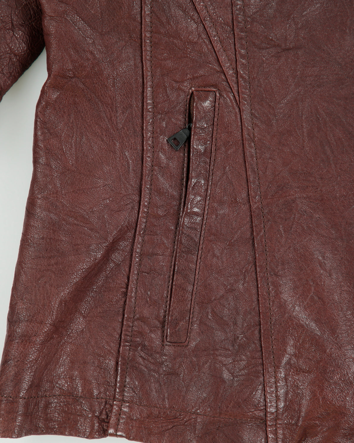 Vintage Y2K 00s Danier Women's Maroon Leather Thinsulate Lined Asymmetrical Faux Fur Hooded Jacket - M