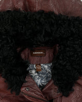 Vintage Y2K 00s Danier Women's Maroon Leather Thinsulate Lined Asymmetrical Faux Fur Hooded Jacket - M