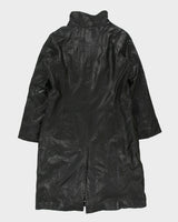 Vintage Y2K 00s Danier Women's Italian Calfskin Houndstooth Thinsulate Lined Leather Funnel Neck Mac - M