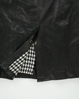 Vintage Y2K 00s Danier Women's Italian Calfskin Houndstooth Thinsulate Lined Leather Funnel Neck Mac - M