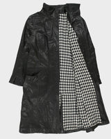 Vintage Y2K 00s Danier Women's Italian Calfskin Houndstooth Thinsulate Lined Leather Funnel Neck Mac - M