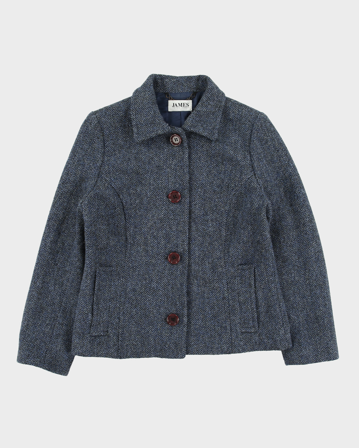 Vintage James By Peter James Women's Harris Tweed Wool Made In GB Button Front Jacket - S