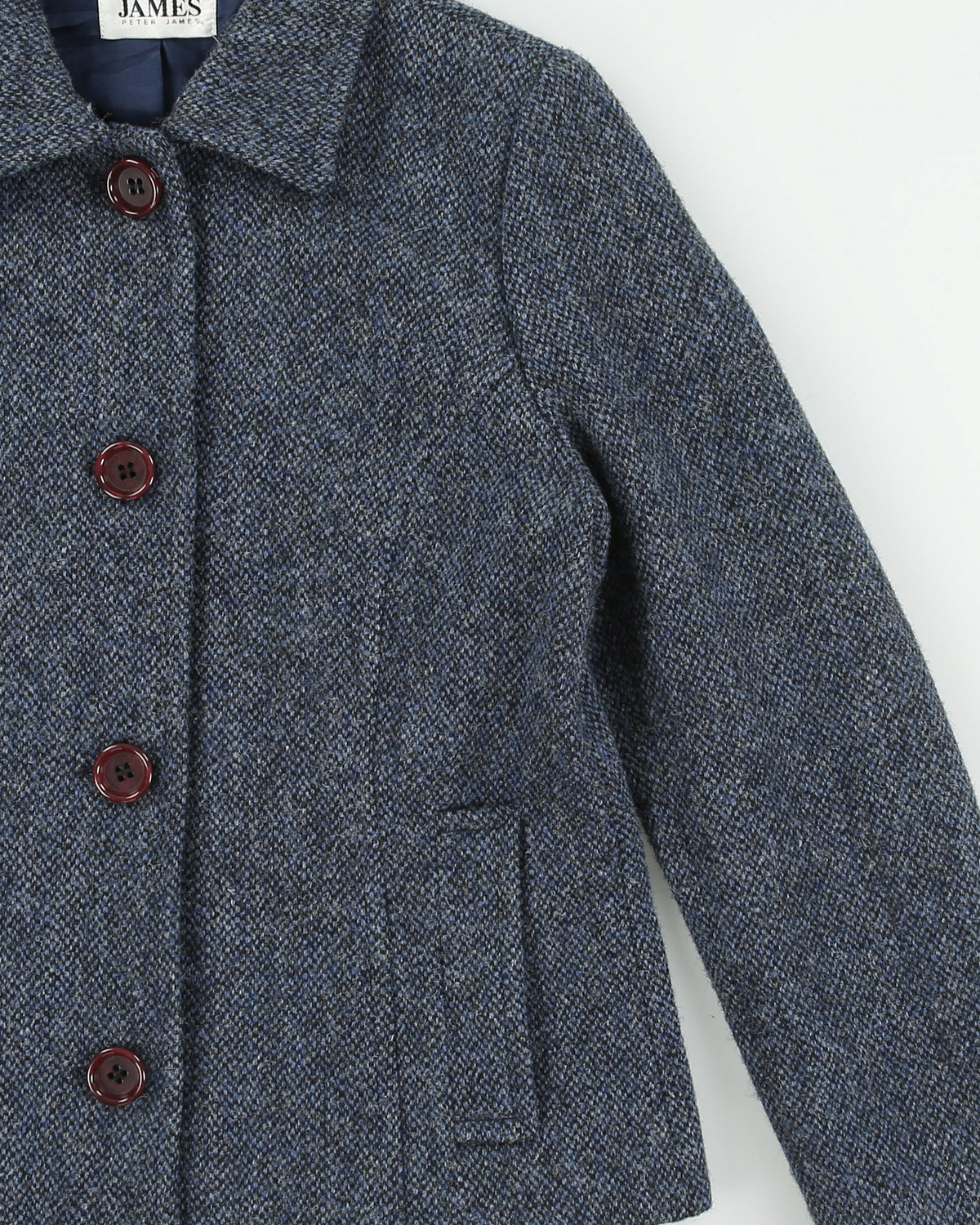 Vintage James By Peter James Women's Harris Tweed Wool Made In GB Button Front Jacket - S