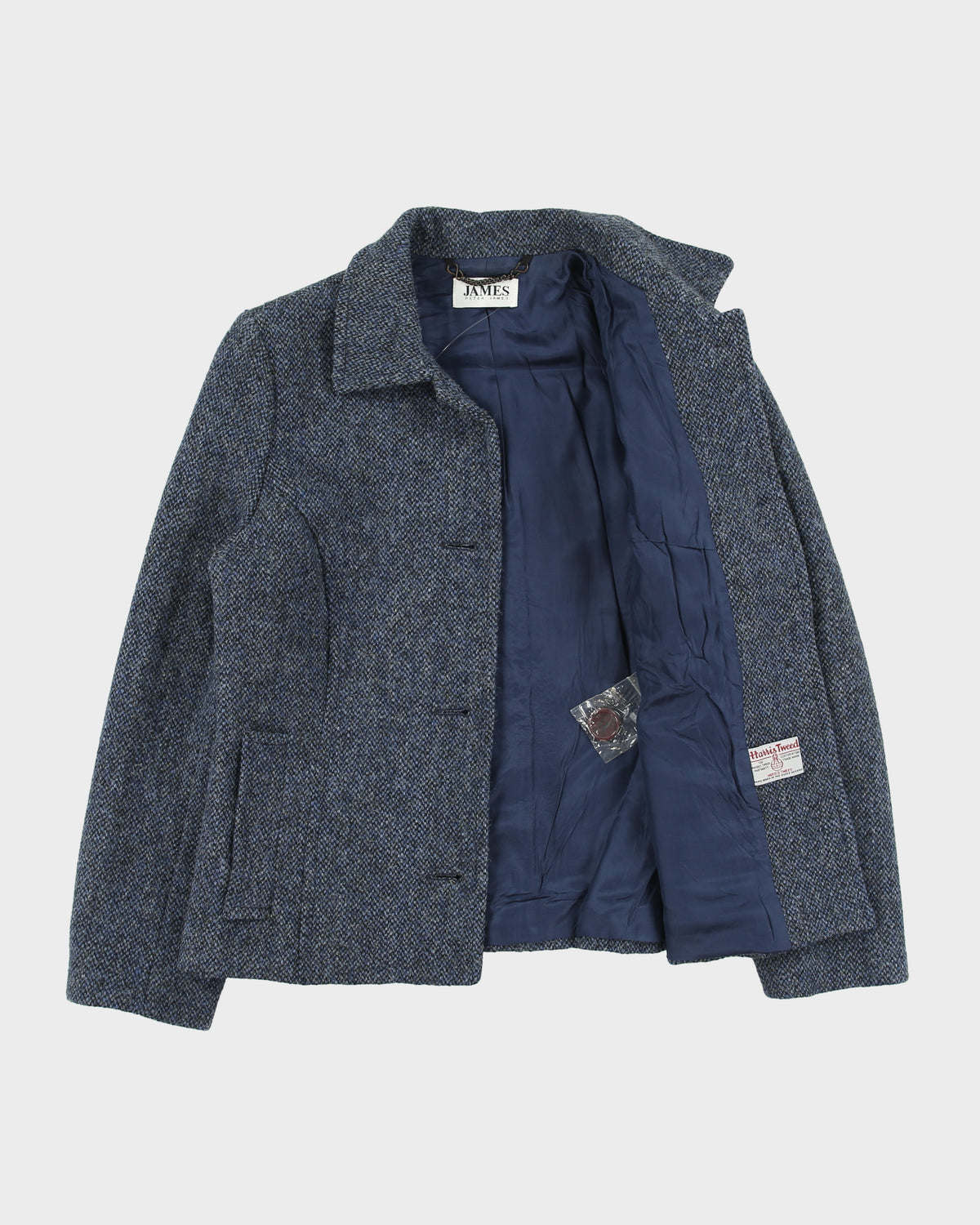 Vintage James By Peter James Women's Harris Tweed Wool Made In GB Button Front Jacket - S