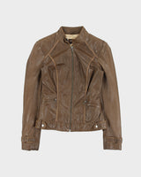 Vintage Y2K 00s Danier Leather Cafe Racer Moto Buckle Back Detail Jacket - XS