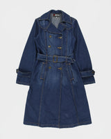 Vintage Y2K 00s Morgan De Toi Double Breasted Belted Long Denim Jacket - S