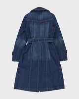 Vintage Y2K 00s Morgan De Toi Double Breasted Belted Long Denim Jacket - S