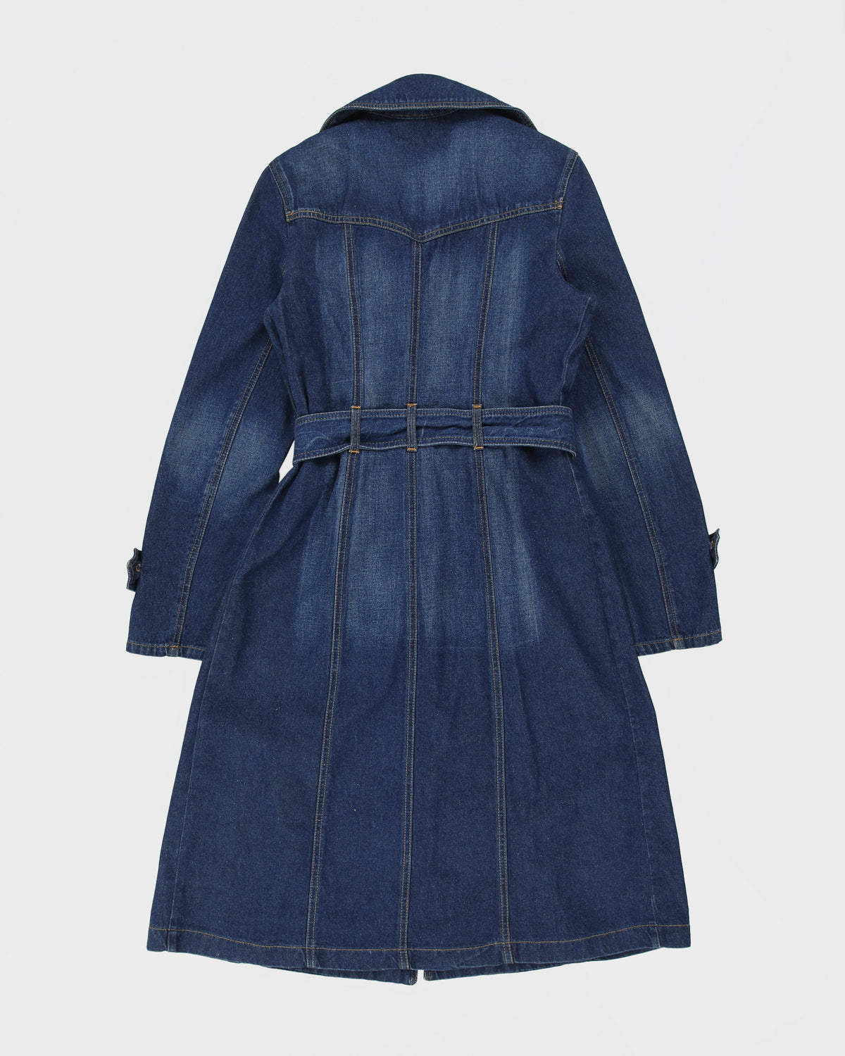 Vintage Y2K 00s Morgan De Toi Double Breasted Belted Long Denim Jacket - S