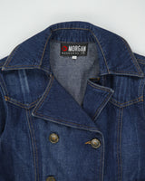 Vintage Y2K 00s Morgan De Toi Double Breasted Belted Long Denim Jacket - S