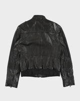 Vintage Y2K 00s Guess Jeans Leather Cafe Racer Moto Jacket - M