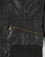 Vintage Y2K 00s Guess Jeans Leather Cafe Racer Moto Jacket - M