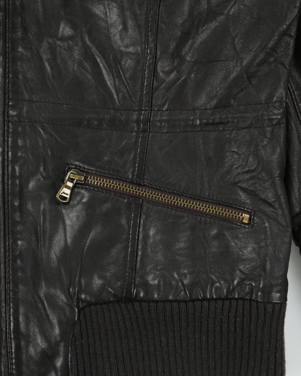 Vintage Y2K 00s Guess Jeans Leather Cafe Racer Moto Jacket - M