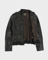Vintage Y2K 00s Guess Jeans Leather Cafe Racer Moto Jacket - M