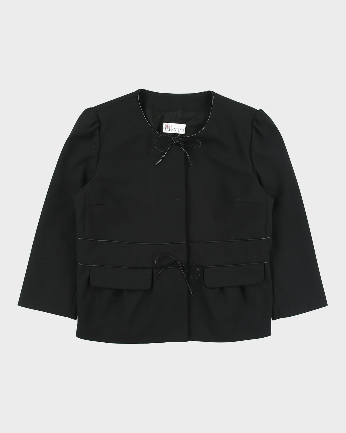 Vintage Red Valentino Women's Wool 3/4 Sleeve Bow Blazer Jacket - M