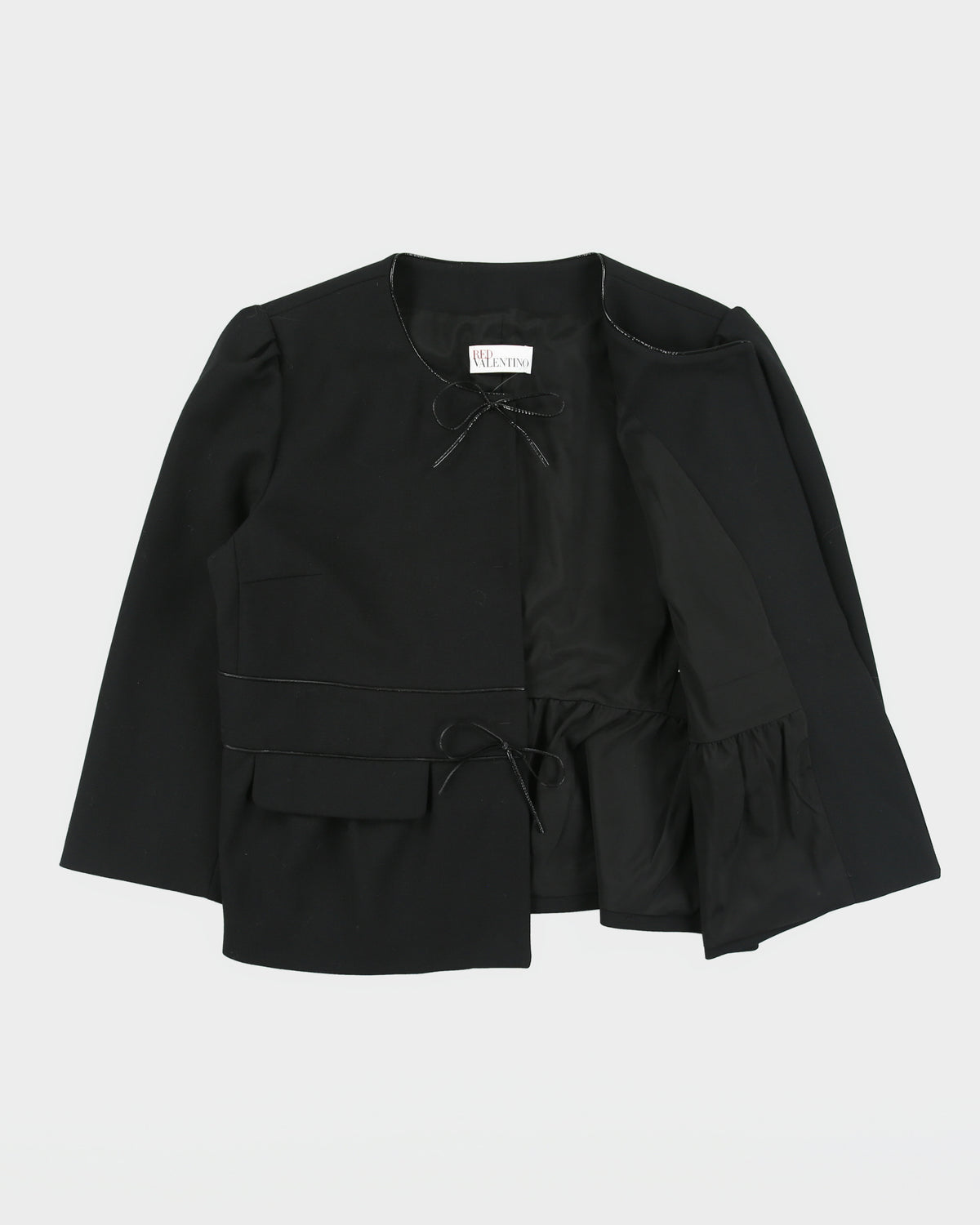 Vintage Red Valentino Women's Wool 3/4 Sleeve Bow Blazer Jacket - M