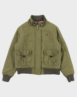 Vintage Y2K 00s Robe Di Kappa Women's Khaki Canvas Quilt Lined Rib Bomber Jacket - S