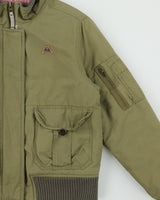Vintage Y2K 00s Robe Di Kappa Women's Khaki Canvas Quilt Lined Rib Bomber Jacket - S