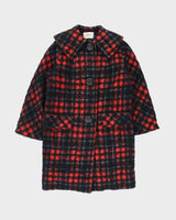 Vintage 1950s Lassie G.H Wiltsie Women's Plaid Italian Mohair Wool Union Made In USA Over Coat - XS