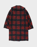 Vintage 1950s Lassie G.H Wiltsie Women's Plaid Italian Mohair Wool Union Made In USA Over Coat - XS