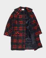 Vintage 1950s Lassie G.H Wiltsie Women's Plaid Italian Mohair Wool Union Made In USA Over Coat - XS
