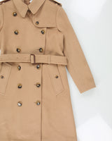 A/W 2024 Burberry Women's Camel Tan Cashmere Kensington Heritage Double Breasted Trench Coat - XS