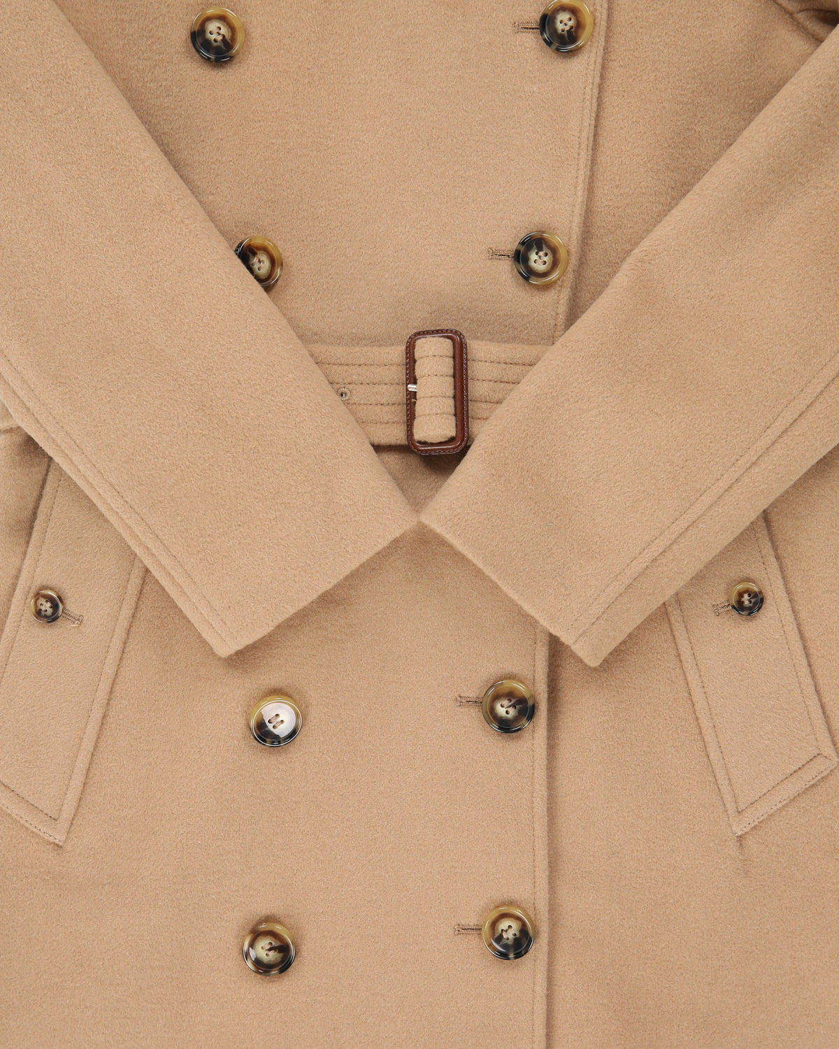 A/W 2024 Burberry Women's Camel Tan Cashmere Kensington Heritage Double Breasted Trench Coat - XS