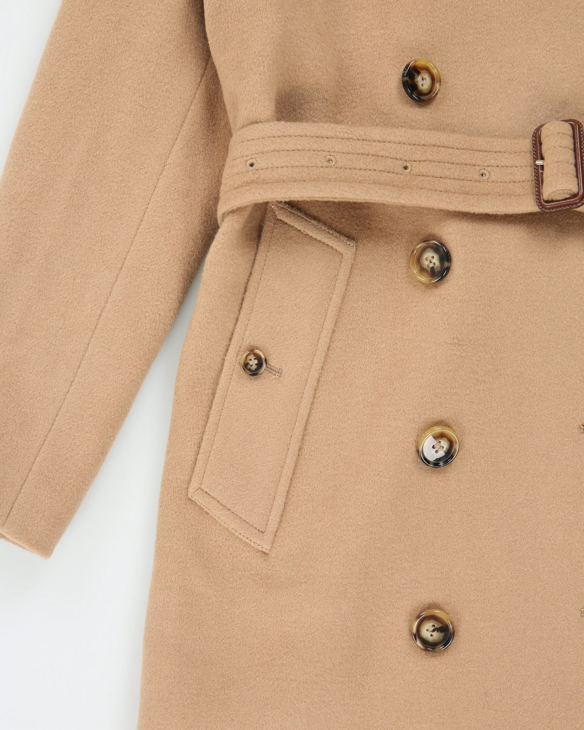A/W 2024 Burberry Women's Camel Tan Cashmere Kensington Heritage Double Breasted Trench Coat - XS