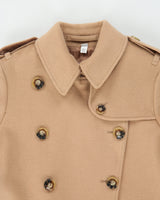 A/W 2024 Burberry Women's Camel Tan Cashmere Kensington Heritage Double Breasted Trench Coat - XS