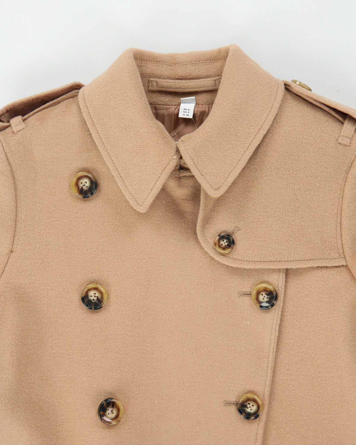 A/W 2024 Burberry Women's Camel Tan Cashmere Kensington Heritage Double Breasted Trench Coat - XS