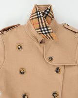 A/W 2024 Burberry Women's Camel Tan Cashmere Kensington Heritage Double Breasted Trench Coat - XS