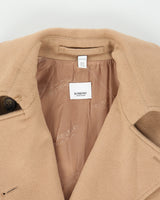 A/W 2024 Burberry Women's Camel Tan Cashmere Kensington Heritage Double Breasted Trench Coat - XS