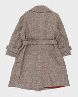Vintage 1960s Women's Union Made In USA Wool Tweed Double Breasted Belted Over Coat - M