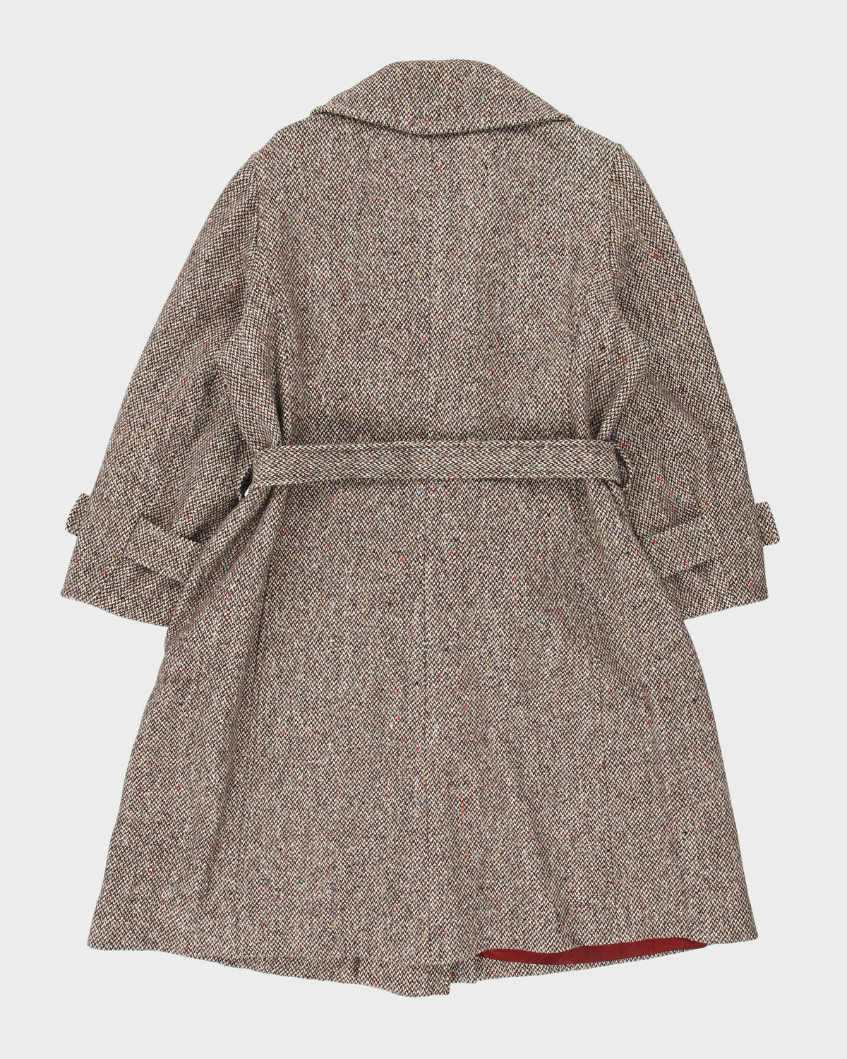 Vintage 1960s Women's Union Made In USA Wool Tweed Double Breasted Belted Over Coat - M